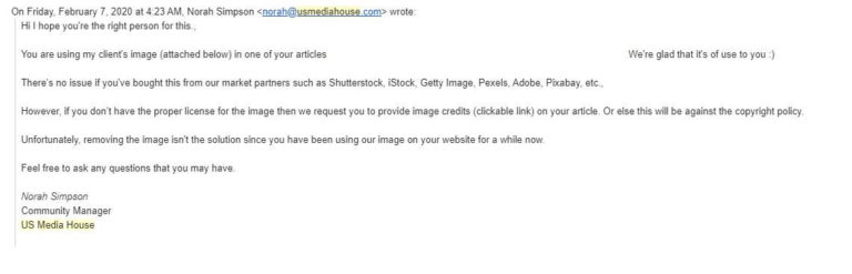 USMediaHouse Image Copyright Link Building Spam